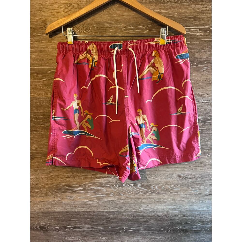Polo Ralph Lauren men swim shorts pool size Large pocket pink surf